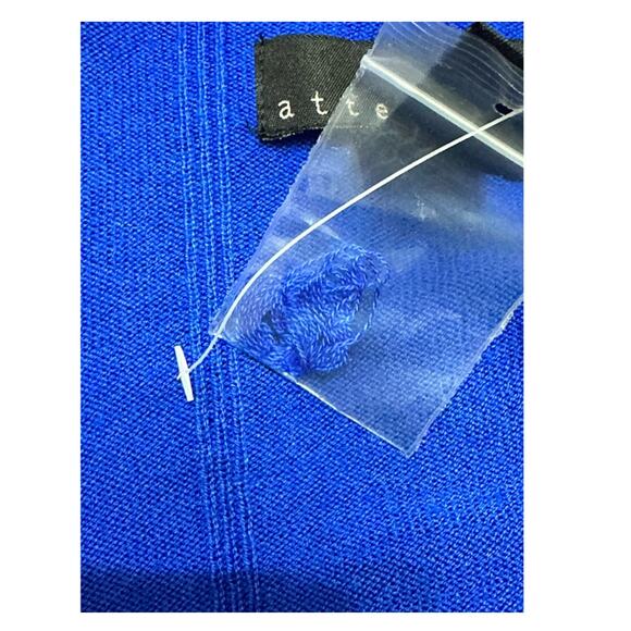 Attention Ruffled Cap Sleeve Sweater Square Neck Lightweight Blue Women's Large - Picture 8 of 8